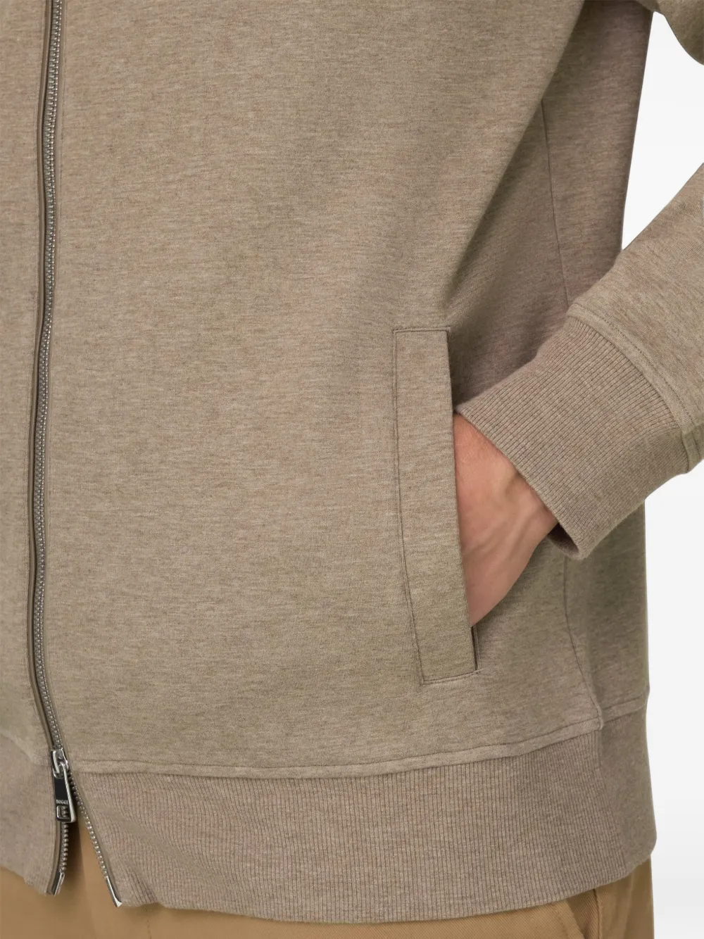 Boggi Milano Sweater van scuba katoenen blend met rits Beige