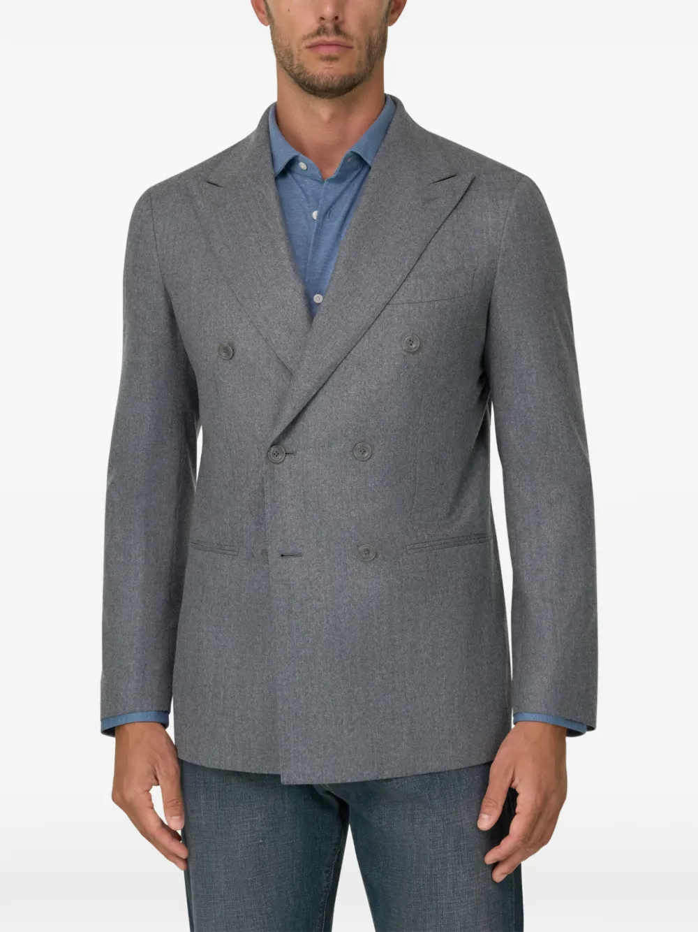 Boggi Milano Wollen flanellen blazer met dubbele rij knopen Grijs