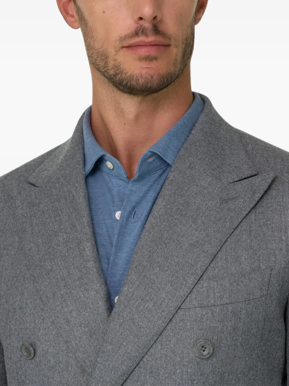 Boggi Milano Wollen flanellen blazer met dubbele rij knopen Grijs