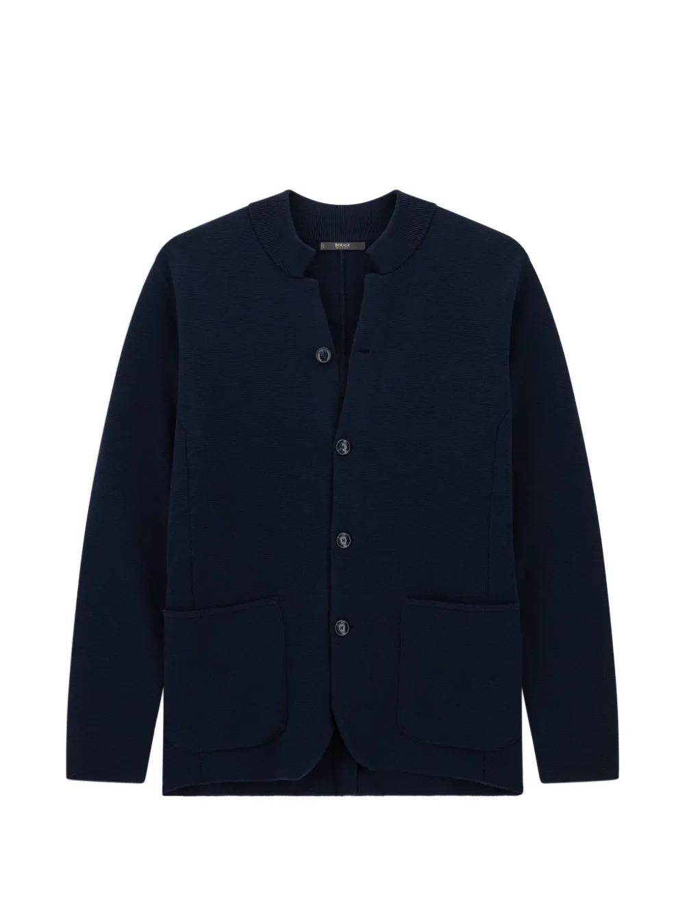 Boggi Milano knitted jacket in superfine merino wool - Blue