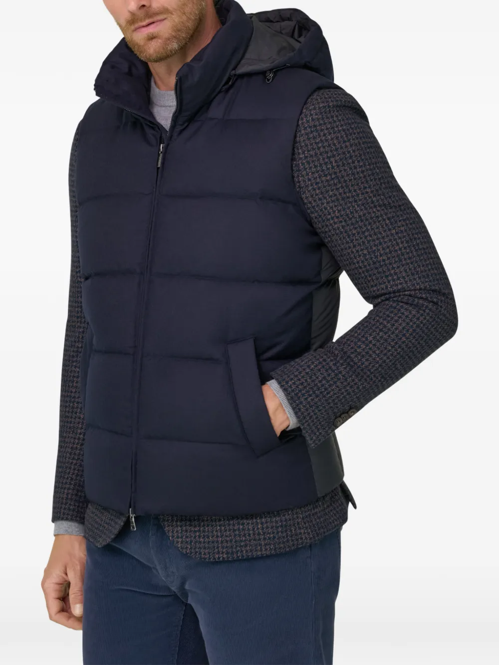Boggi Milano gilet padded flannel with goose down and hood