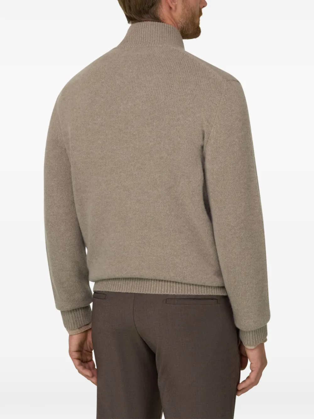 Boggi Milano Trui van kasjmier-wol met rits Beige