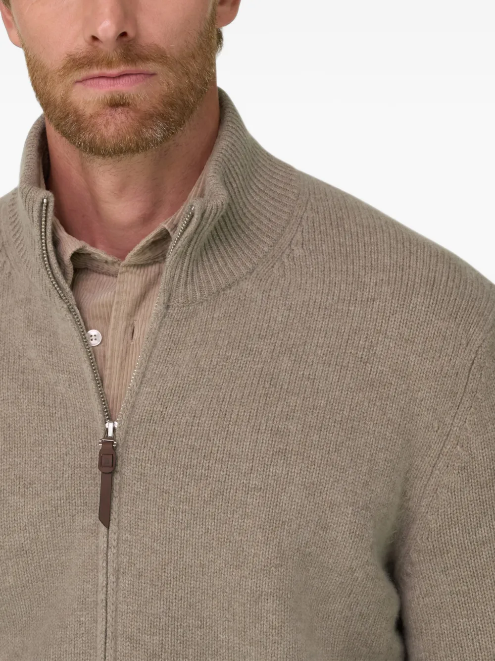 Boggi Milano Trui van kasjmier-wol met rits Beige