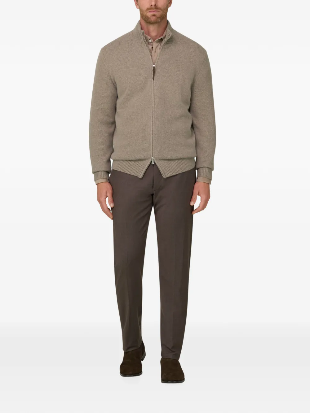 Boggi Milano Trui van kasjmier-wol met rits Beige