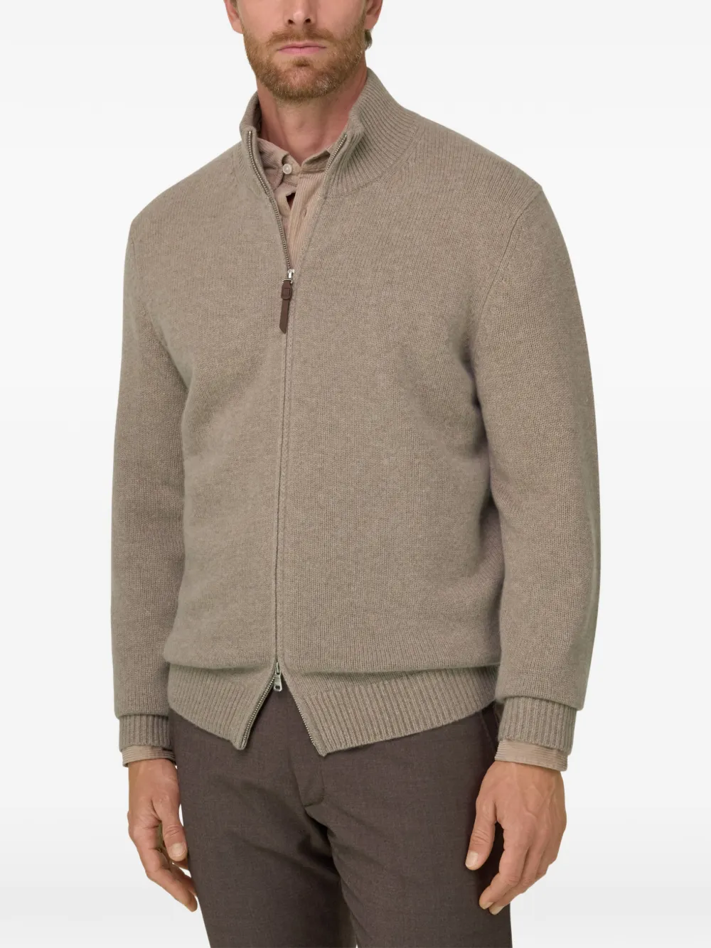 Boggi Milano Trui van kasjmier-wol met rits Beige