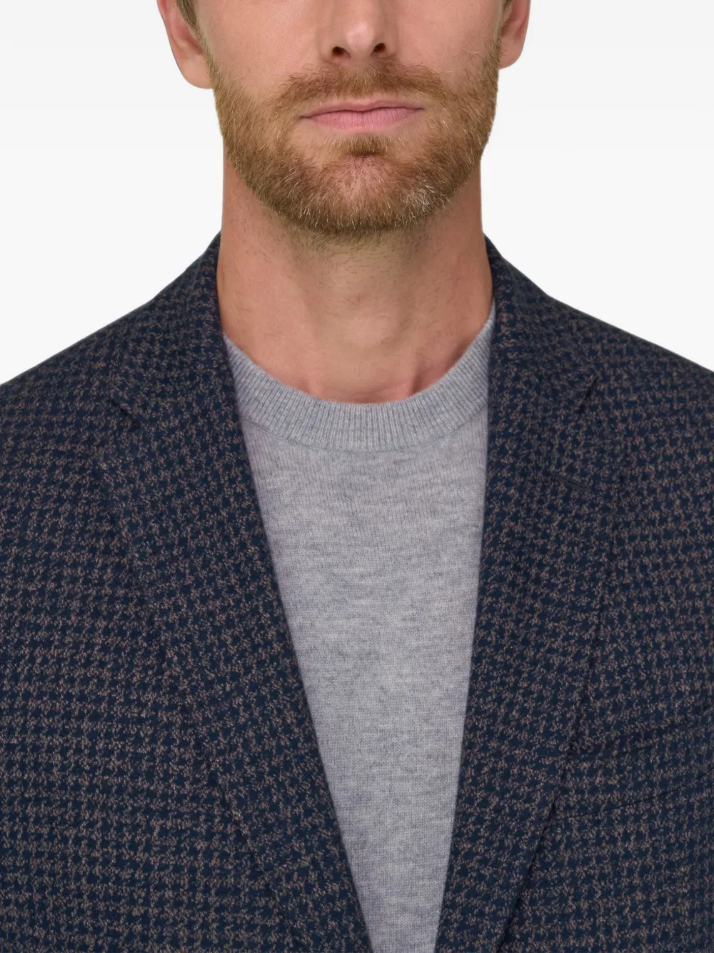 Boggi Milano B jersey blazer van katoenblend met pied-de-poule print Blauw
