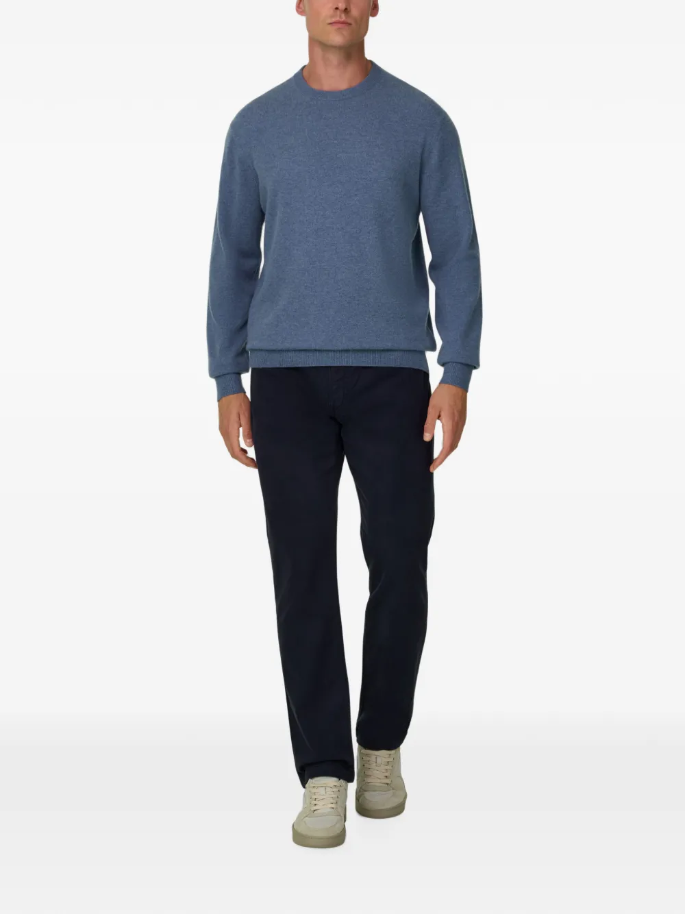 Boggi Milano Trui van wol en kasjmier met ronde hals Blauw