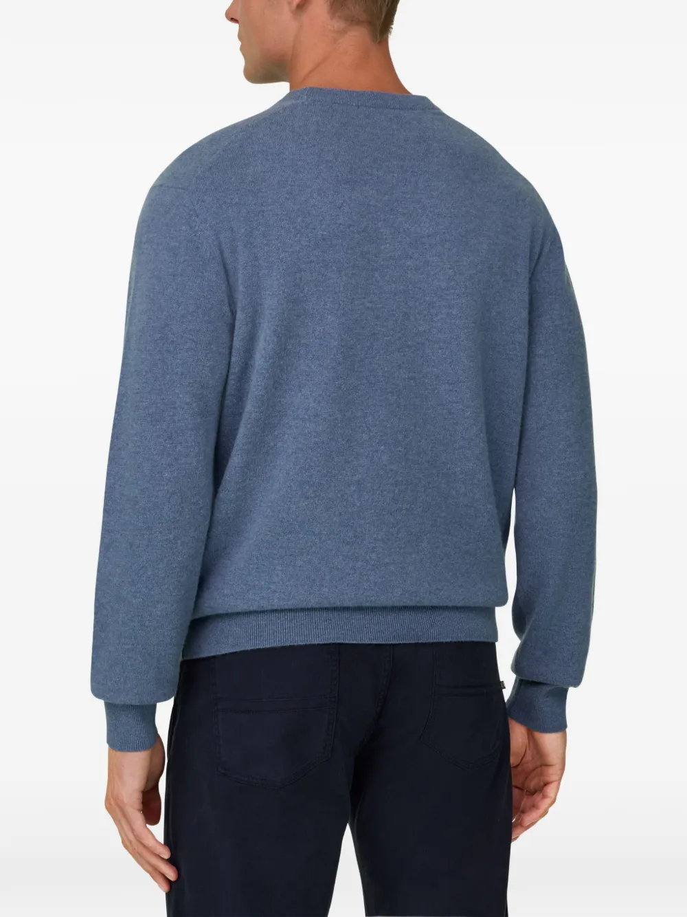 Boggi Milano Trui van wol en kasjmier met ronde hals Blauw
