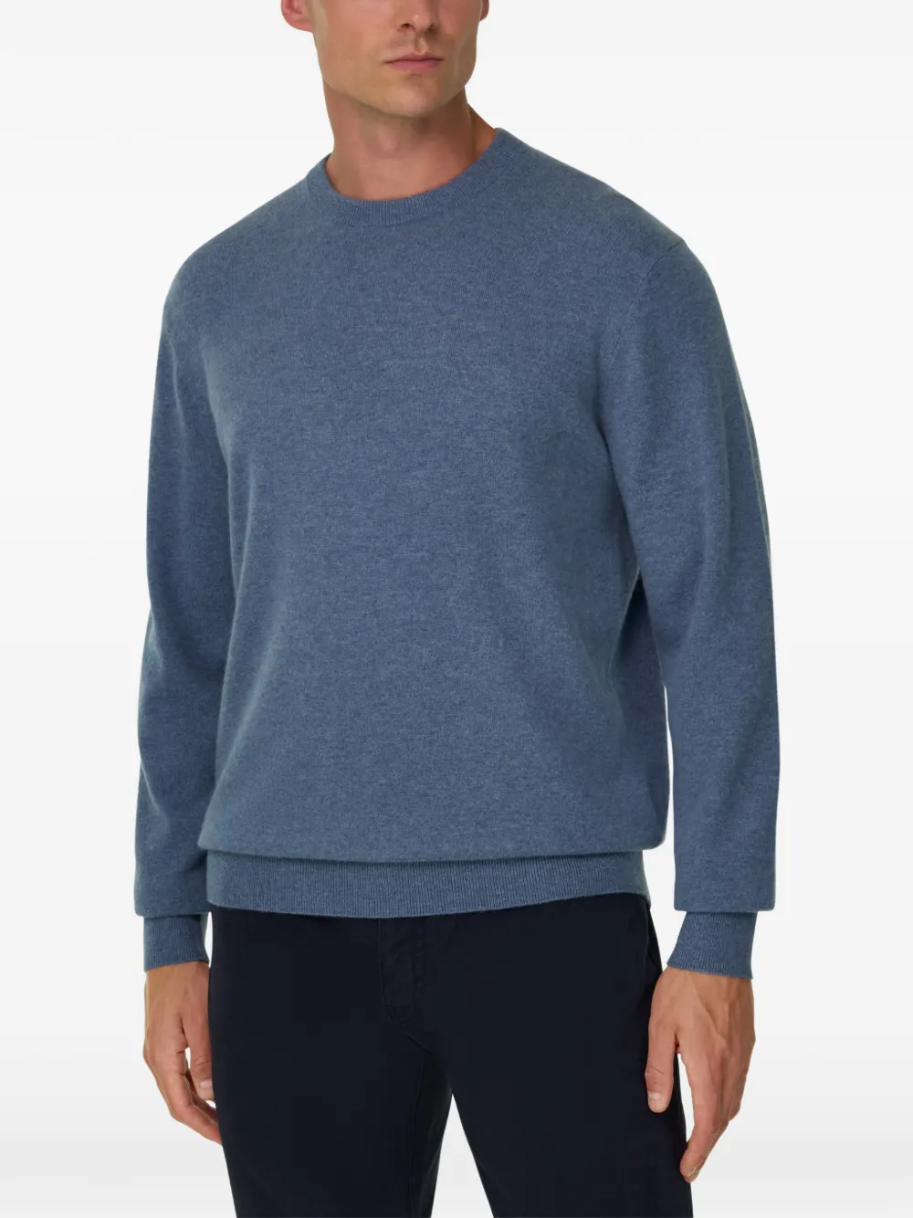 Boggi Milano Trui van wol en kasjmier met ronde hals Blauw
