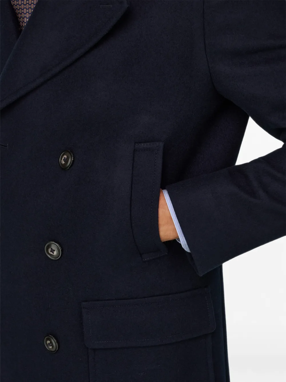 Boggi Milano Wollen jas met dubbele rij knopen Blauw