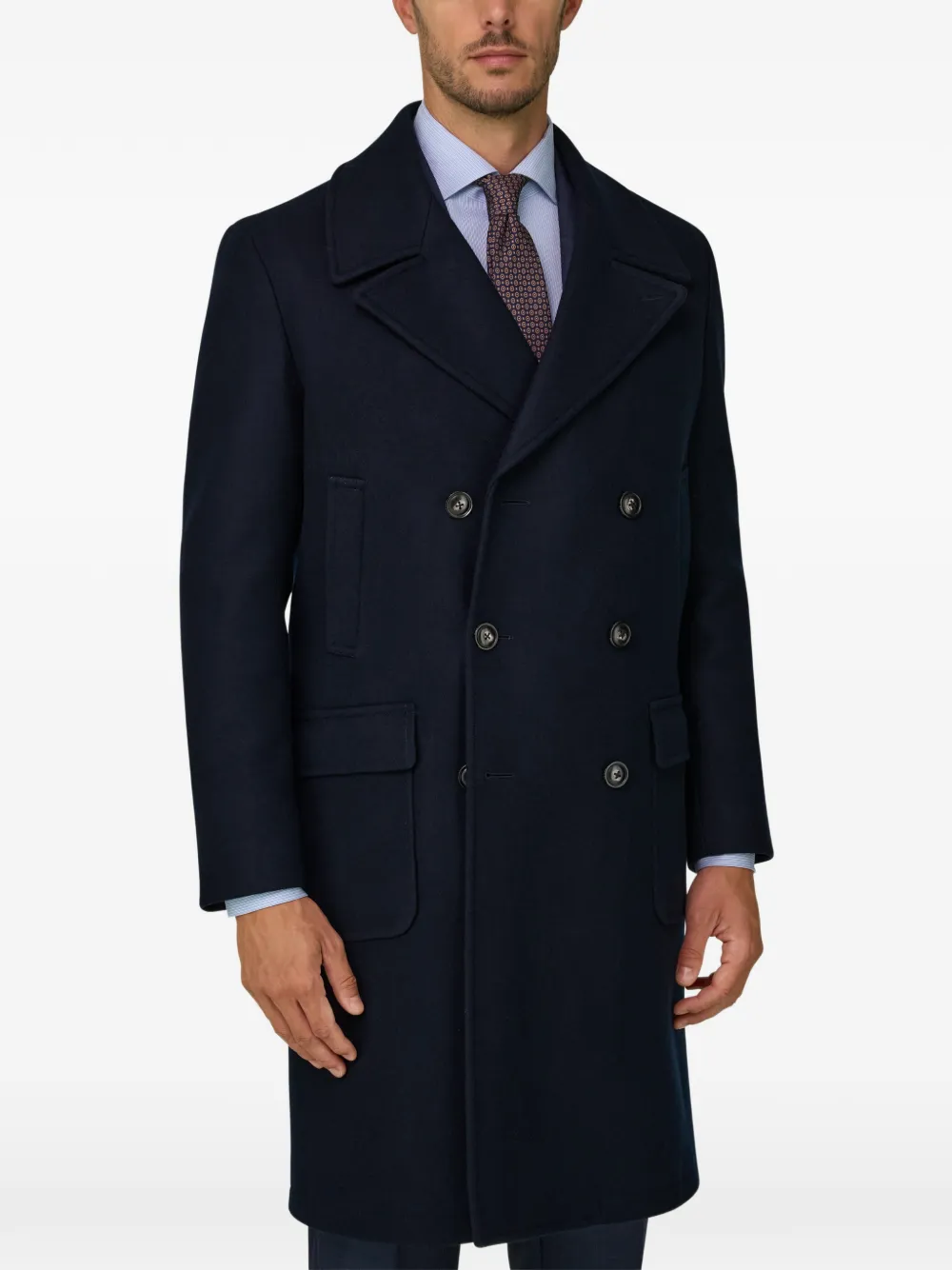 Boggi Milano Wollen jas met dubbele rij knopen Blauw