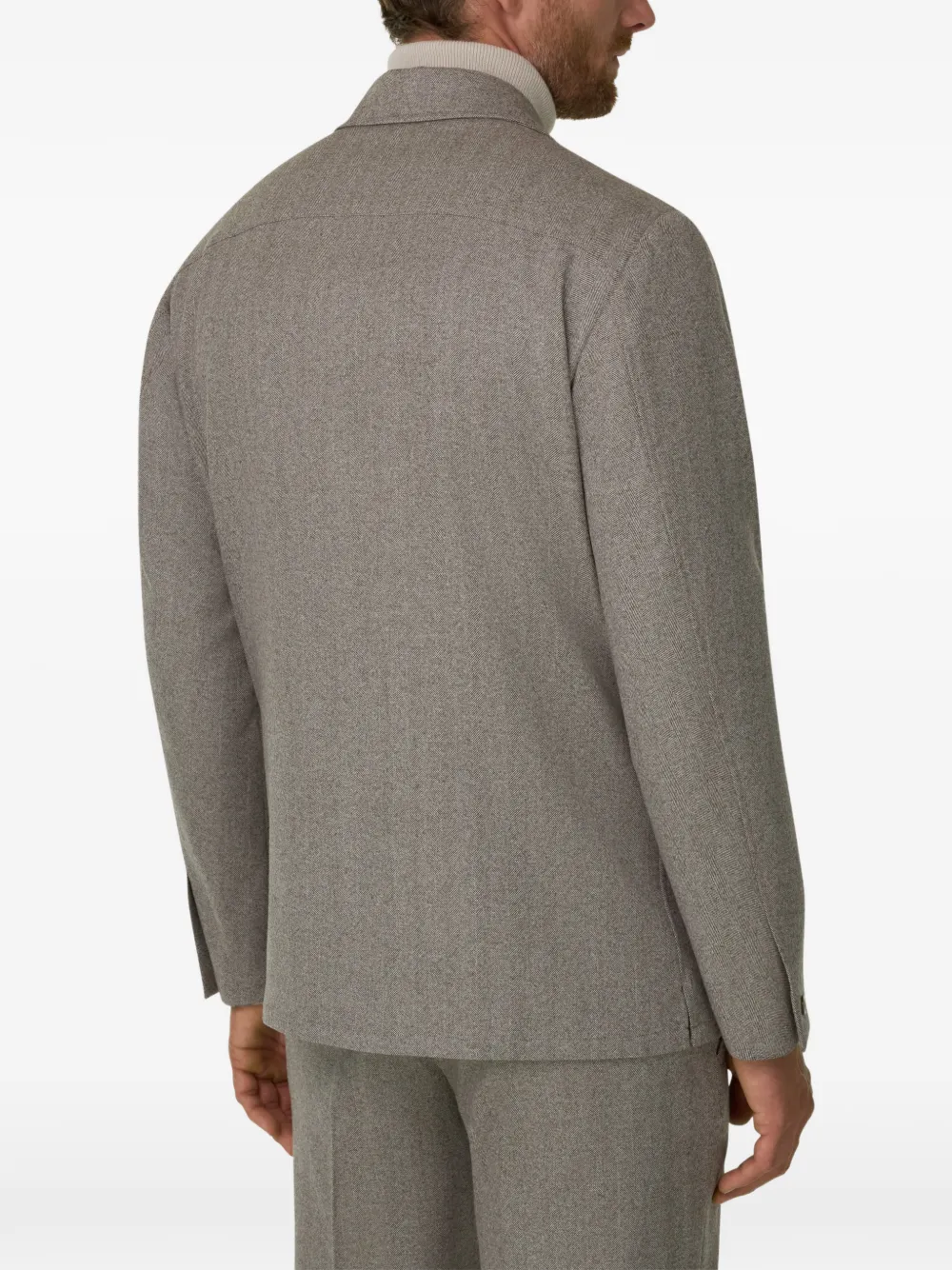 Boggi Milano Wollen jack met visgraatpatroon Beige