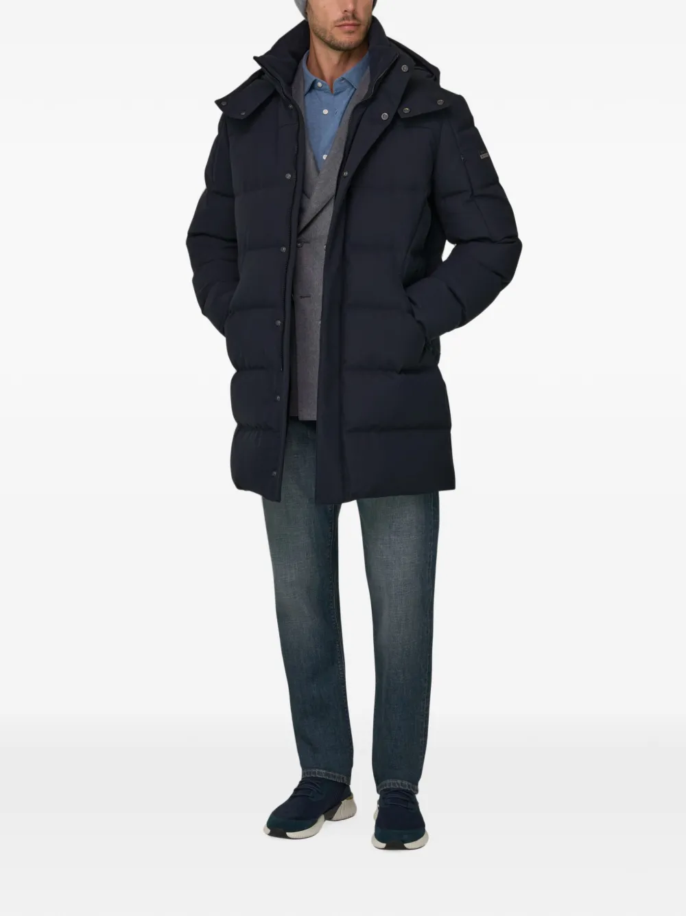 Boggi Milano B tech parka met ganzendons Blauw
