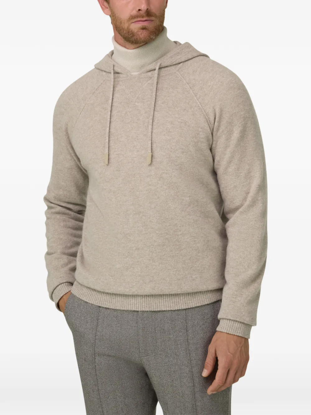 Boggi Milano Gebreide sweater van merinowol en jak Beige