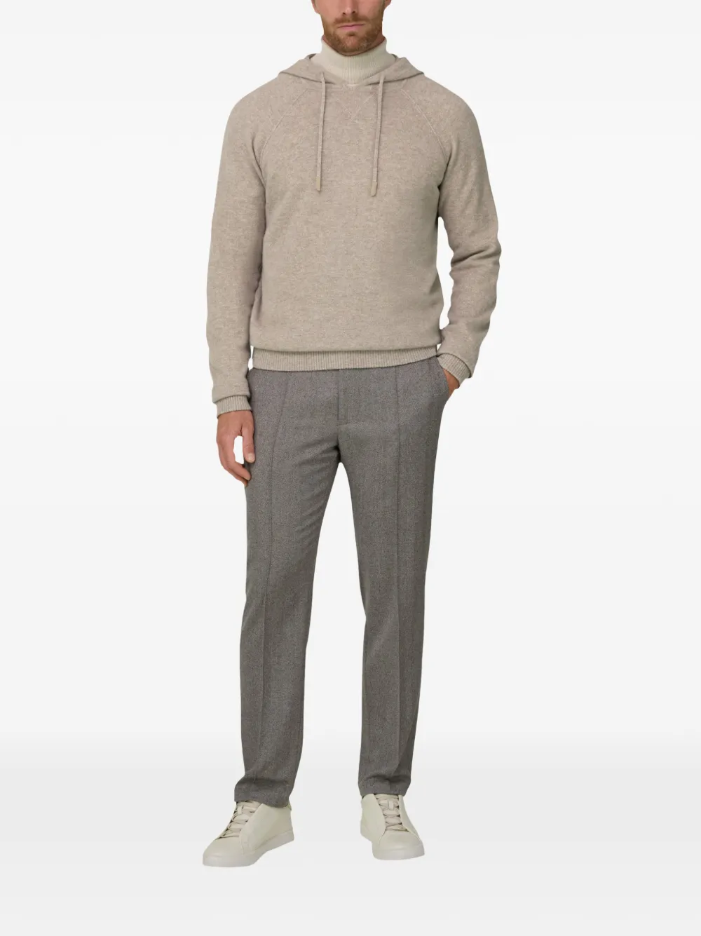 Boggi Milano Gebreide sweater van merinowol en jak Beige