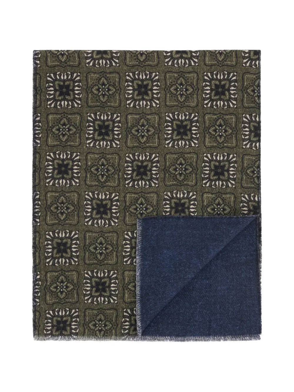 Boggi Milano scarf with floral-pattern print in wool - Verde