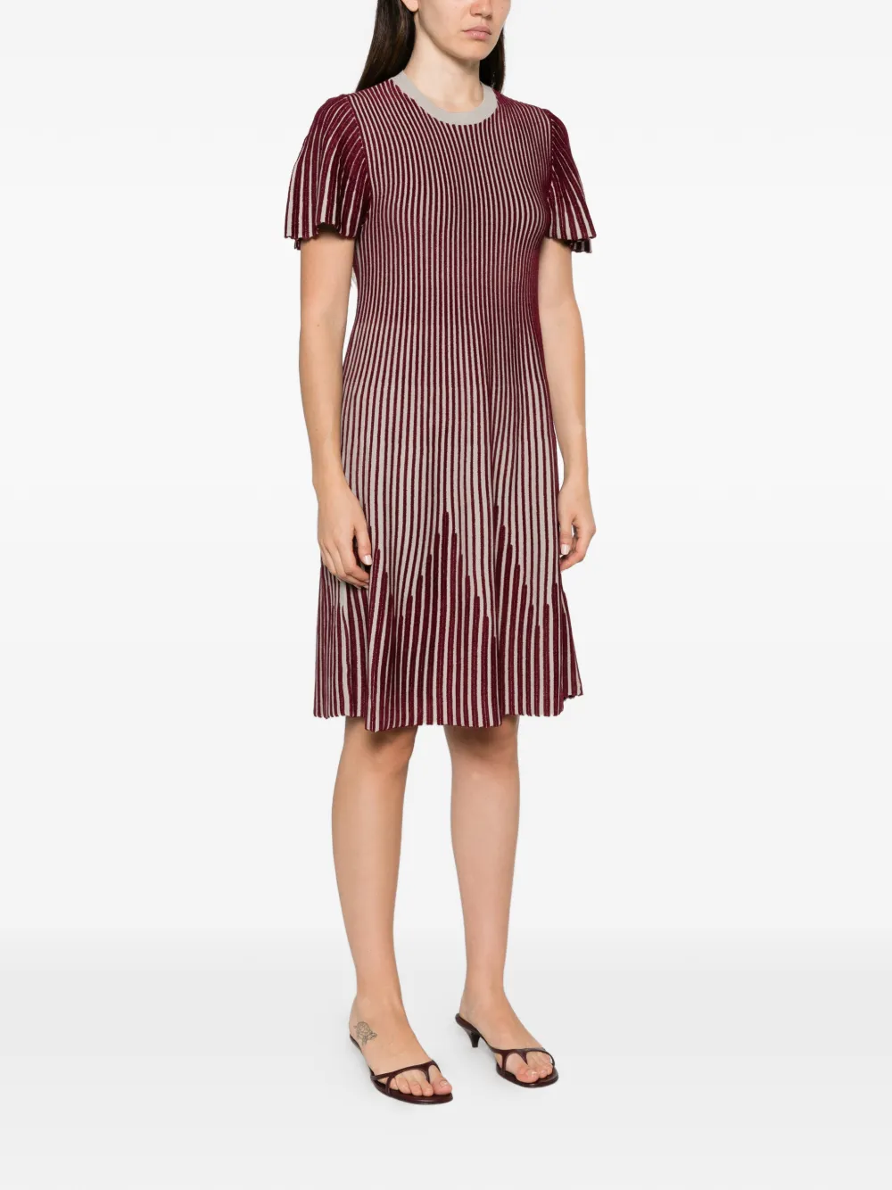 Emporio Armani striped short-sleeve midi dress Rood