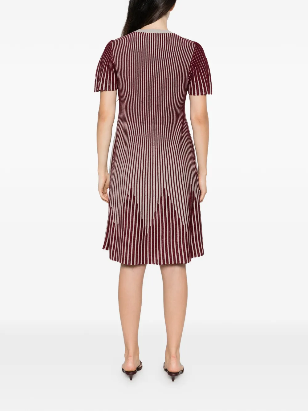 Emporio Armani striped short-sleeve midi dress Rood