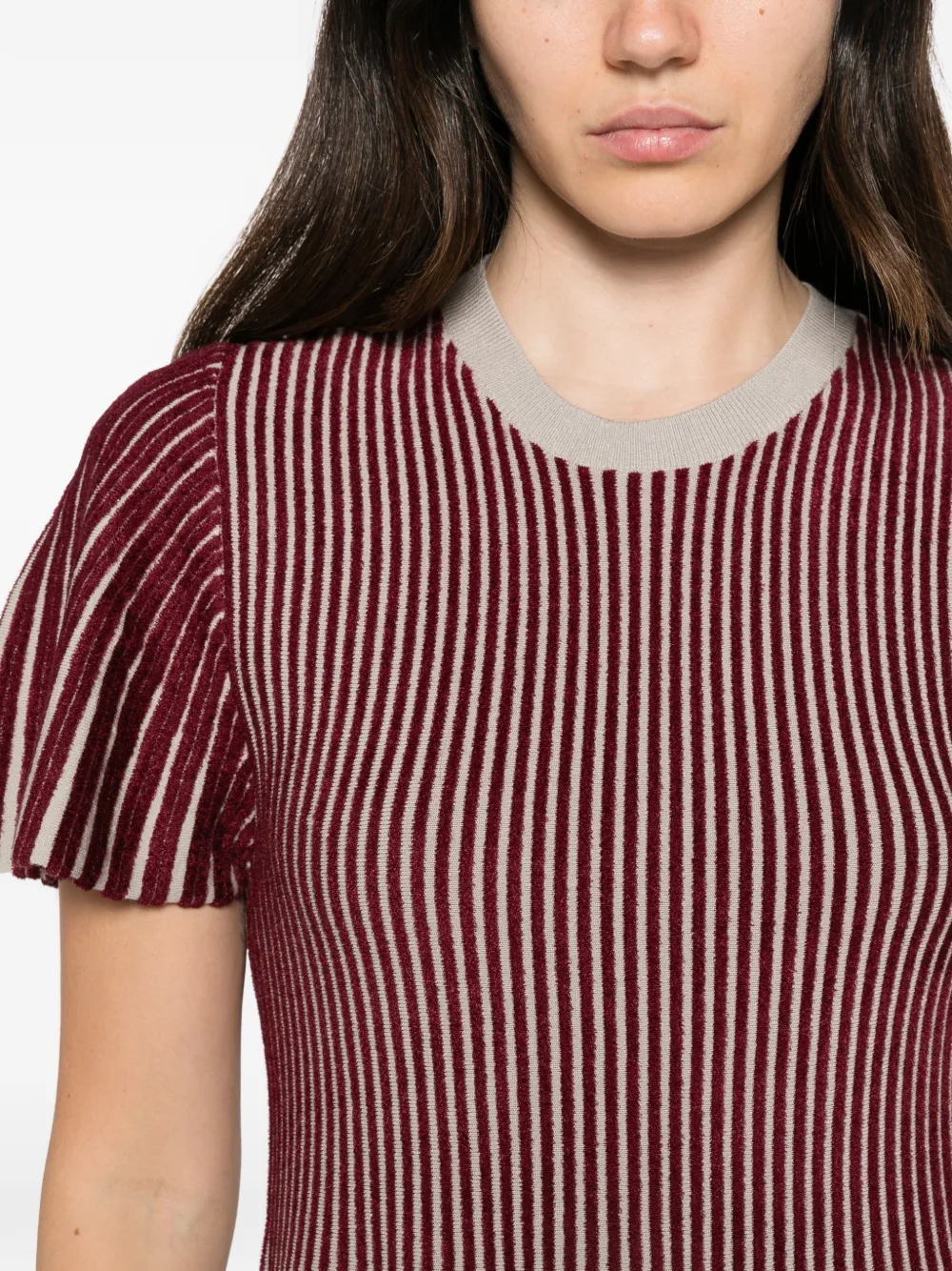 Emporio Armani striped short-sleeve midi dress Rood