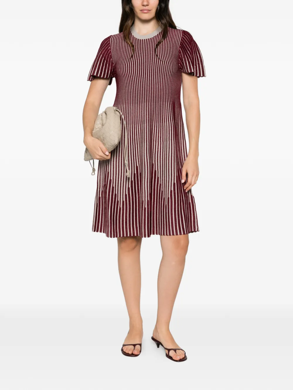 Emporio Armani striped short-sleeve midi dress Rood