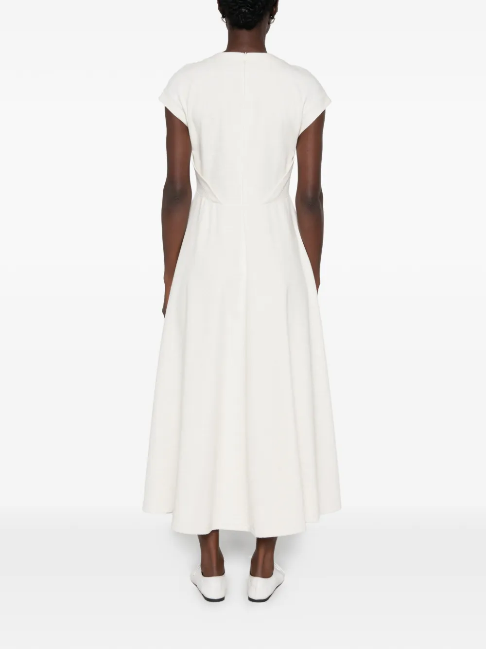 Emporio Armani Midi-jurk met empire-lijn en kapmouwen Beige