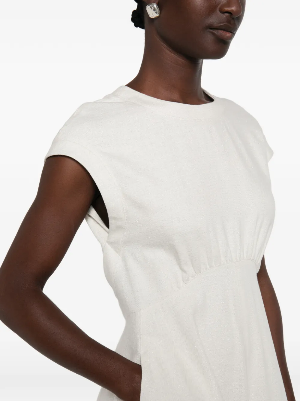 Emporio Armani Midi-jurk met empire-lijn en kapmouwen Beige