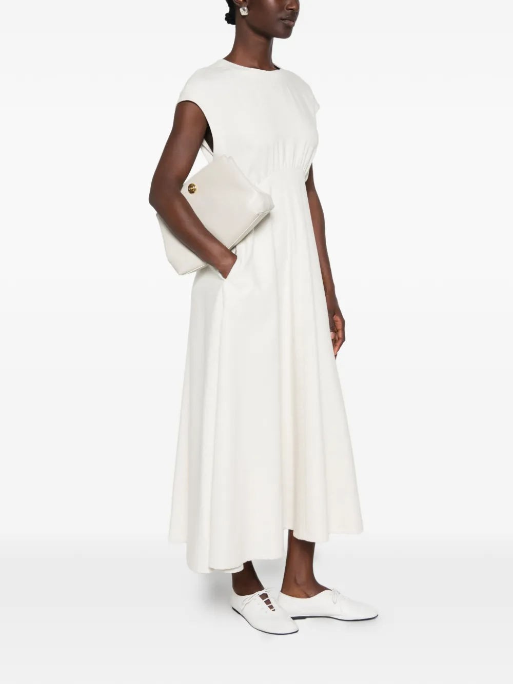Emporio Armani Midi-jurk met empire-lijn en kapmouwen Beige