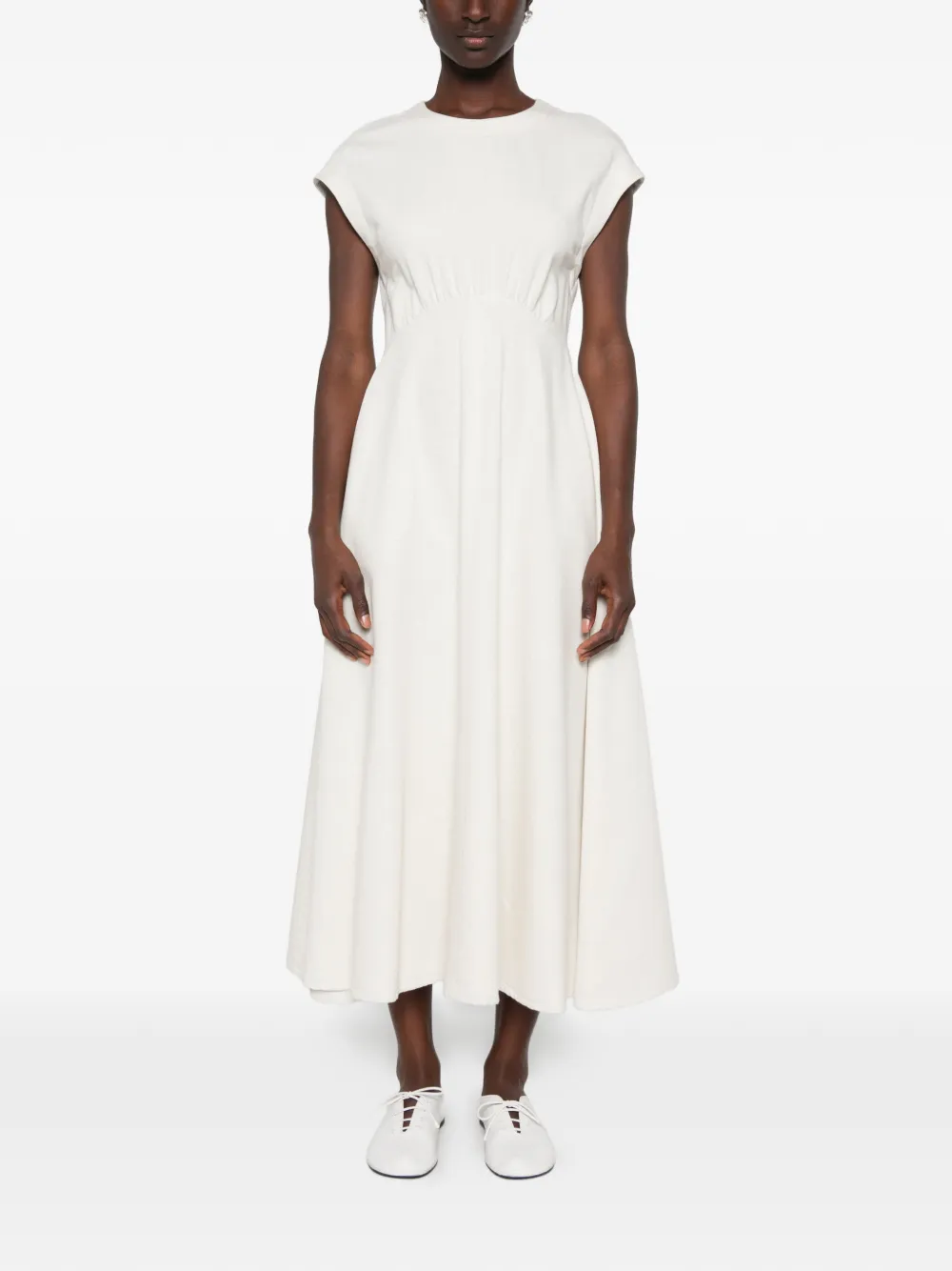 Emporio Armani Midi-jurk met empire-lijn en kapmouwen Beige