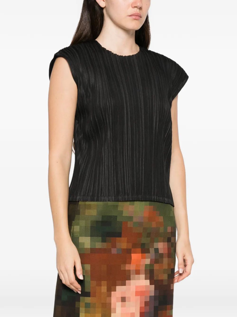 Pleats Please Issey Miyake Top met plooien Zwart