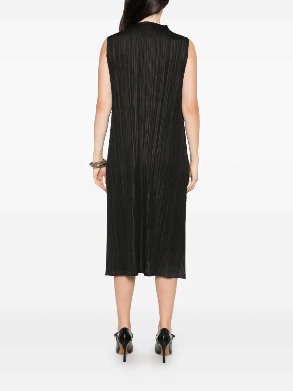 Pleats Please Issey Miyake Mouwloze jurk Zwart