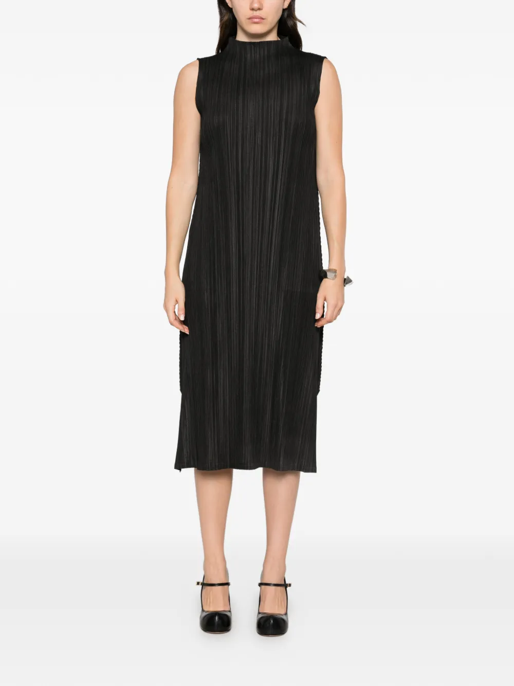 Pleats Please Issey Miyake Mouwloze jurk Zwart