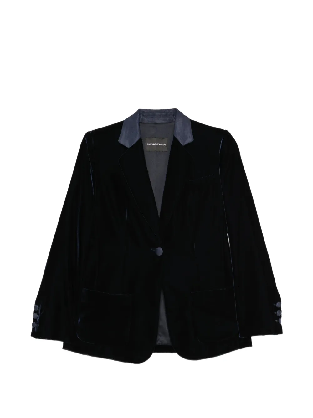 Emporio Armani velvet single-breasted jacket - Blue