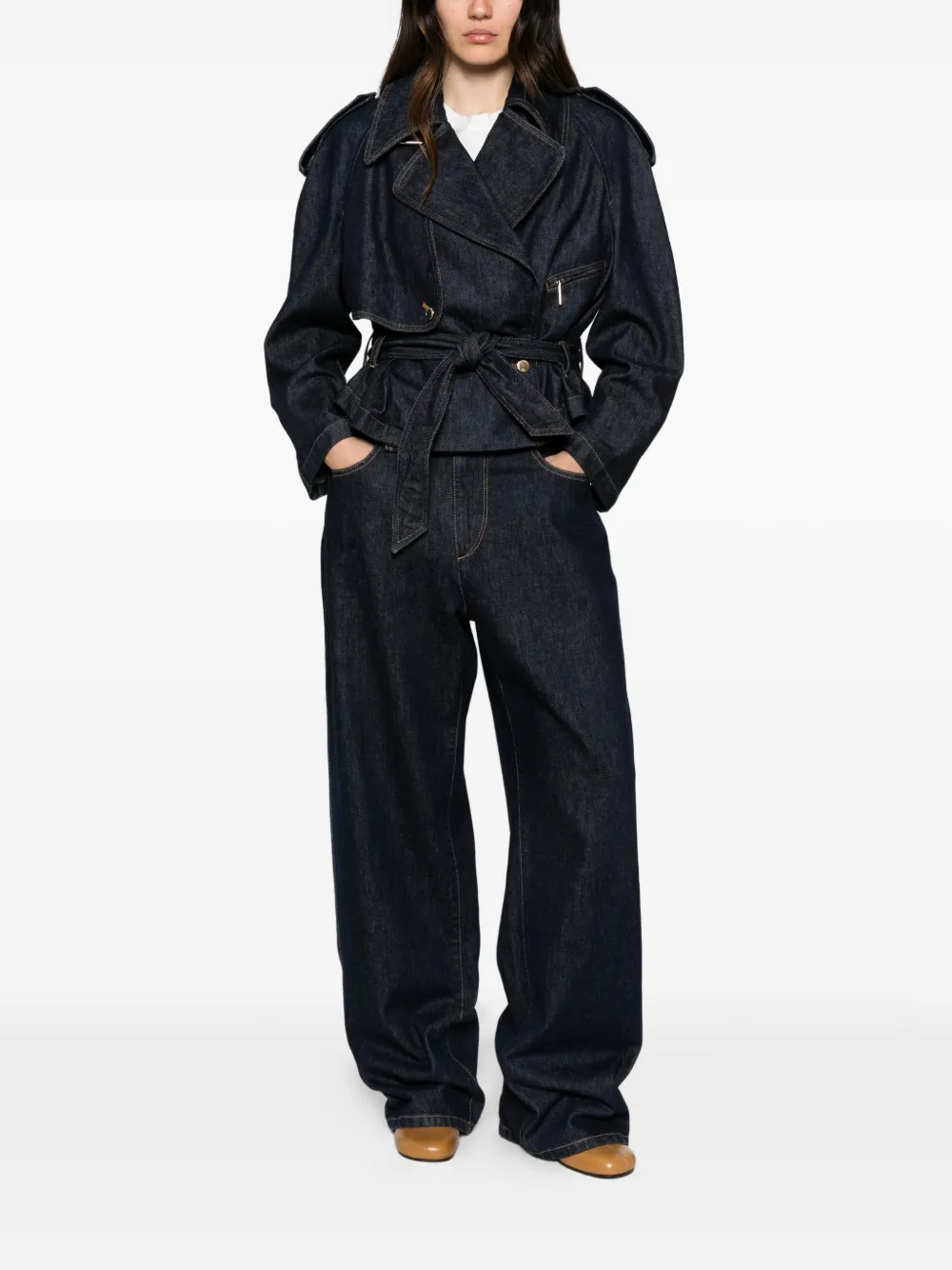 Emporio Armani belted denim jacket - Bleu Emporio Armani belted denim jacket - Bleu