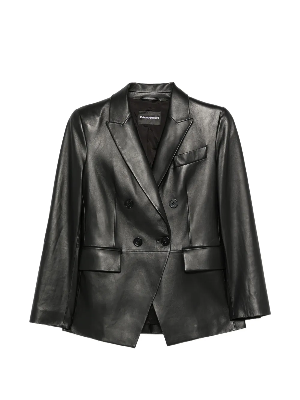 Emporio Armani double-breasted leather jacket - Schwarz