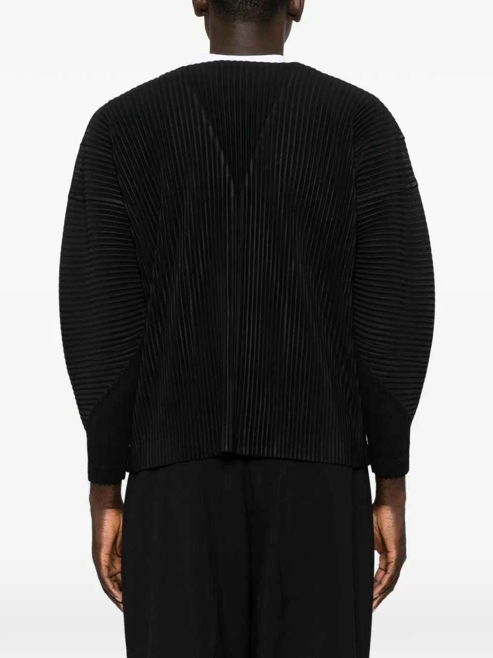 Homme Plissé Issey Miyake pleated V-neck cardigan Zwart