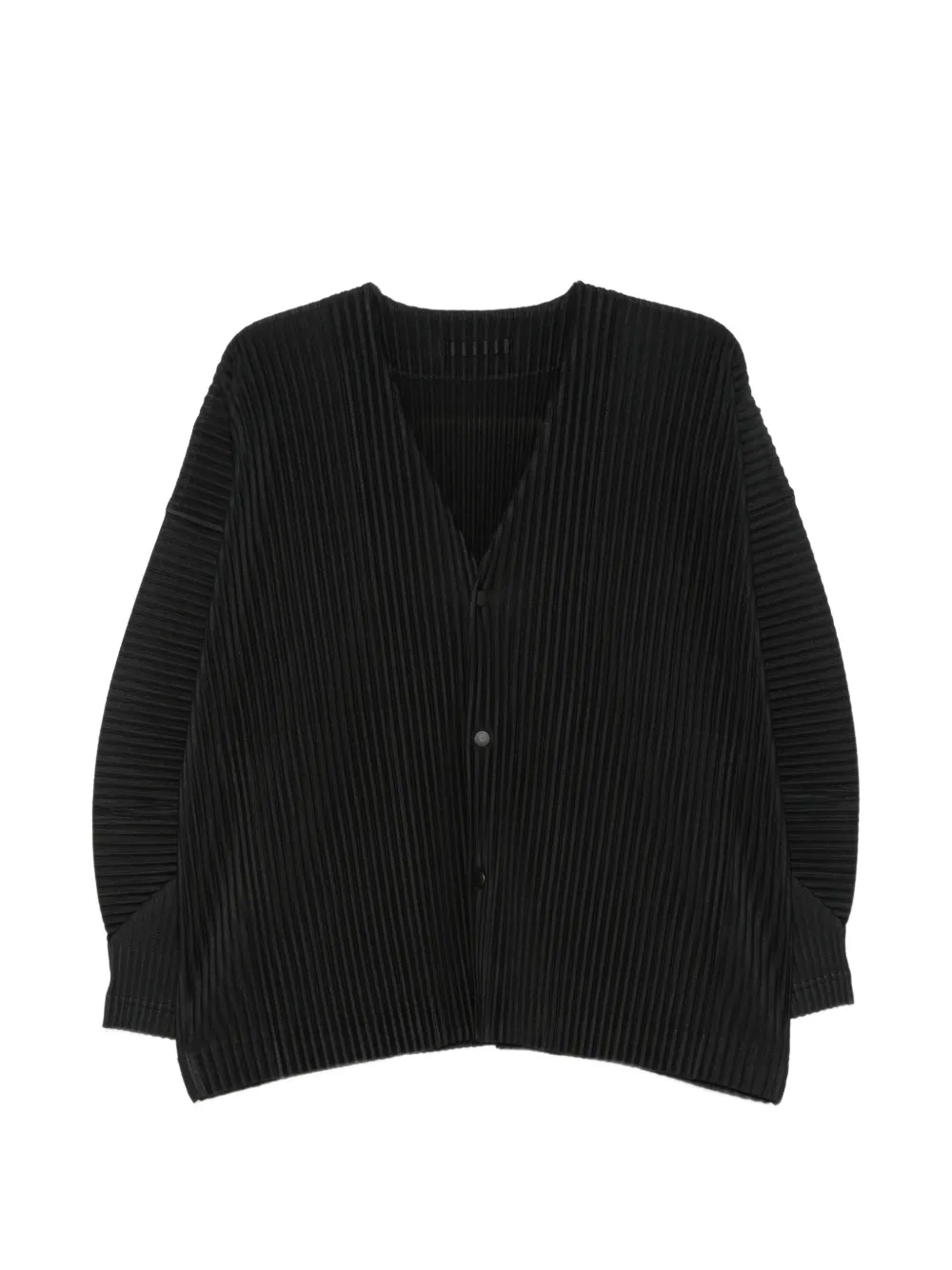 Homme Plissé Issey Miyake pleated V-neck cardigan - Schwarz
