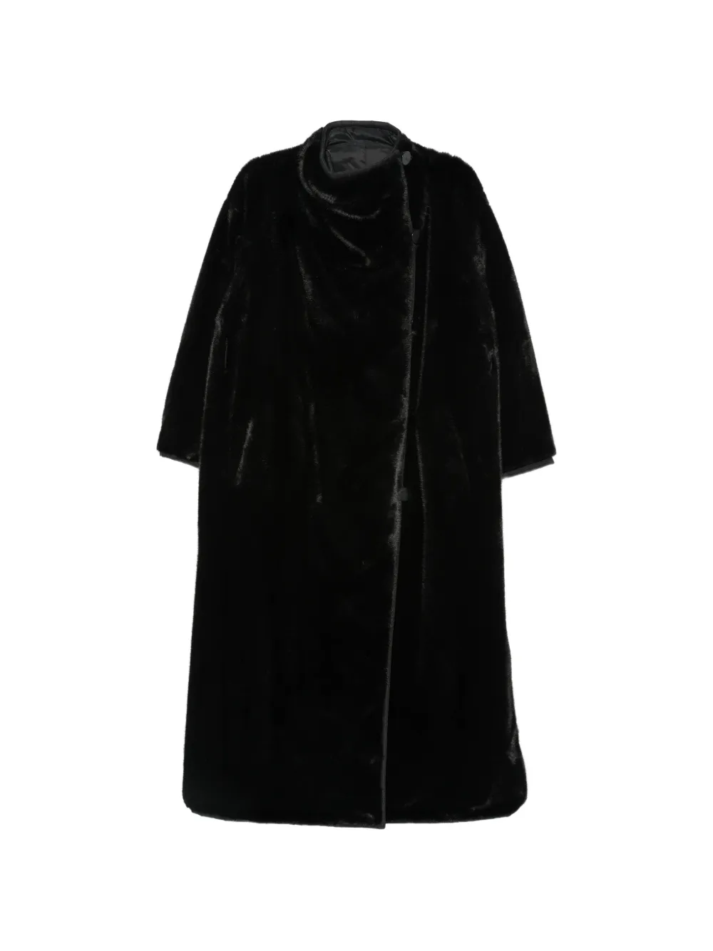 Emporio Armani faux-fur side-button coat - Noir Emporio Armani faux-fur side-button coat - Noir