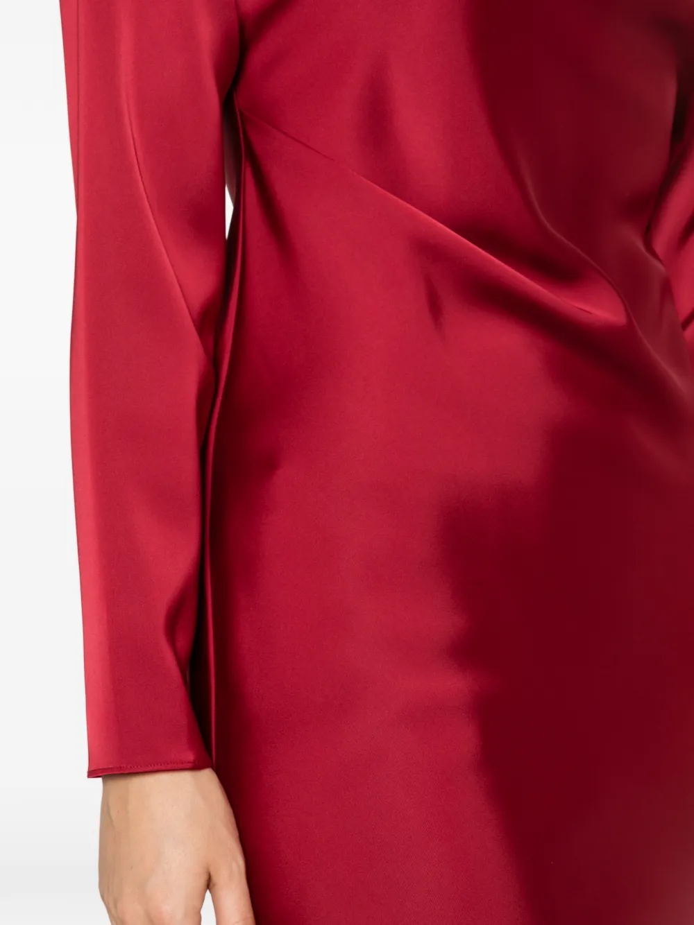 Emporio Armani Midi-jurk met satijnen afwerking en lange mouwen Rood