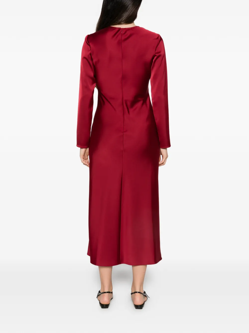 Emporio Armani Midi-jurk met satijnen afwerking en lange mouwen Rood
