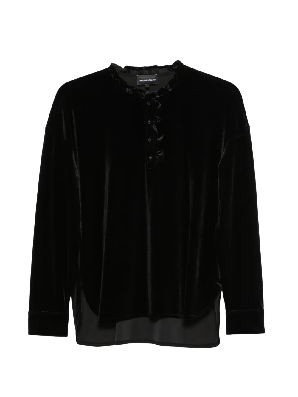 Emporio Armani ruffled velvet blouse - Nero