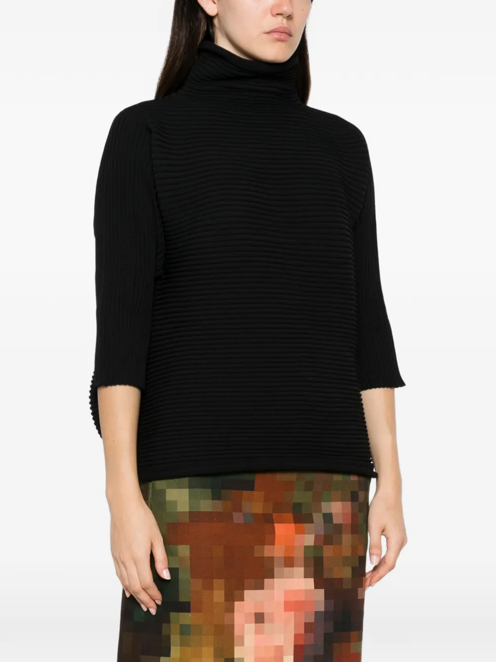 Pleats Please Issey Miyake Top met hoge hals Zwart