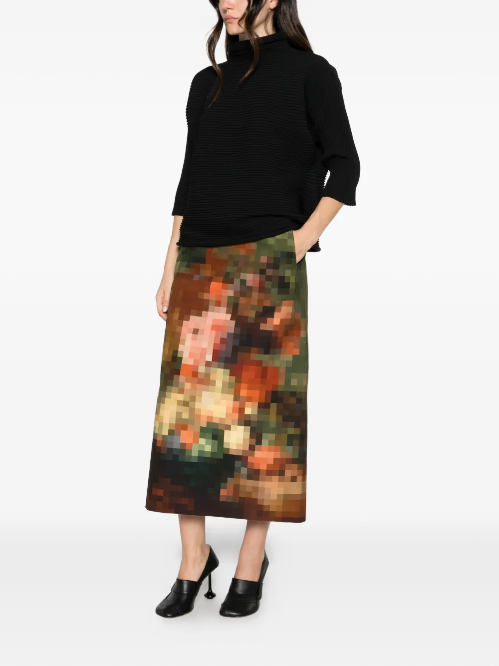 Pleats Please Issey Miyake Top met hoge hals Zwart