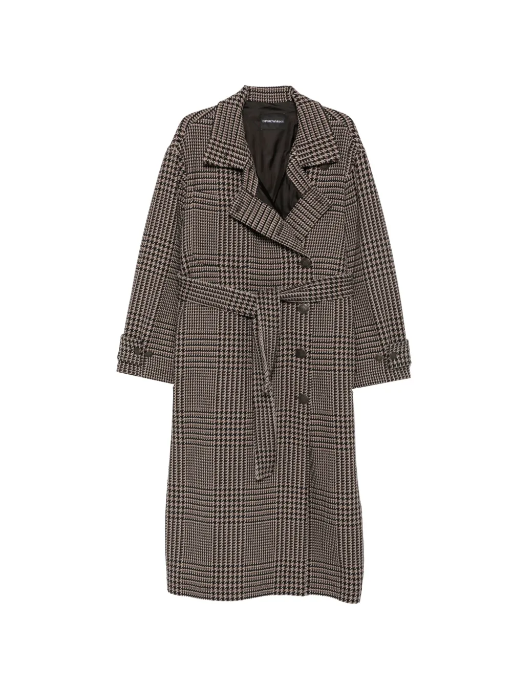 Emporio Armani Prince of Wales check belted coat - Noir Emporio Armani Prince of Wales check belted coat - Noir