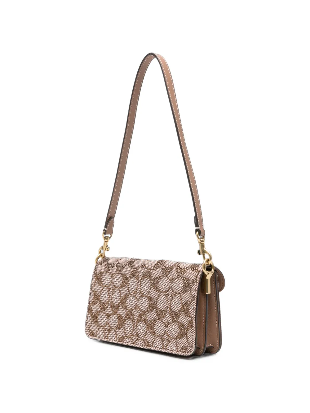 Coach Tabby Soft 20-inch schoudertas met kenmerkend kristallen jacquard Beige