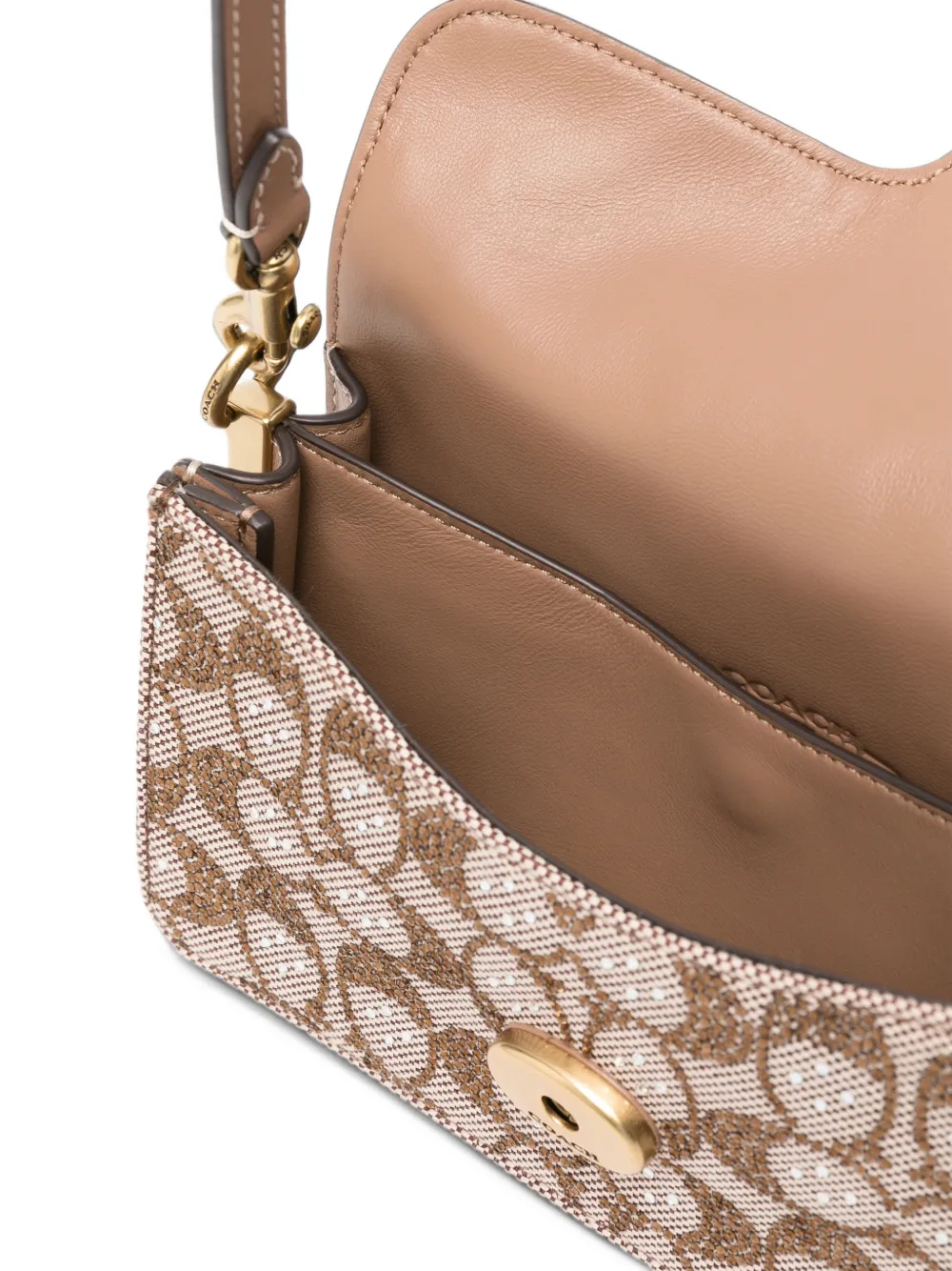 Coach Tabby Soft 20-inch schoudertas met kenmerkend kristallen jacquard Beige