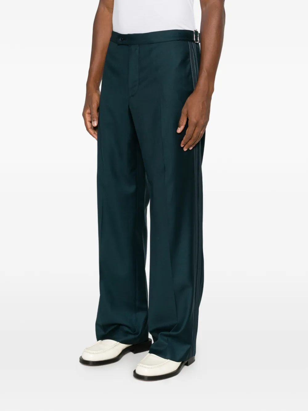 Casablanca Broek met gespsluiting en zijstreep Groen