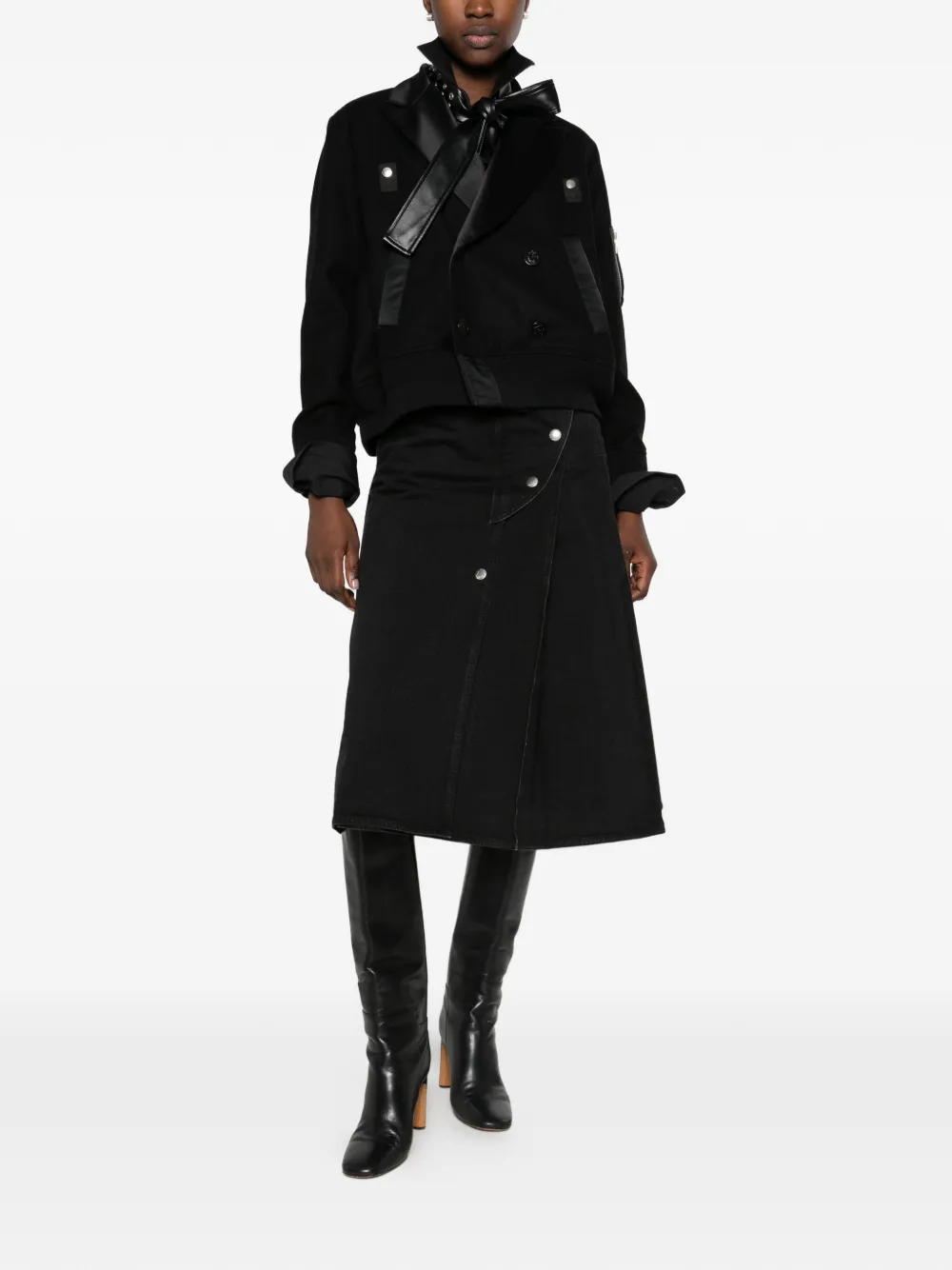 sacai Jack met dubbele rij knopen Zwart