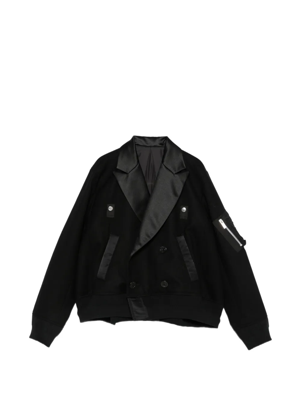 sacai double-breasted jacket - Schwarz