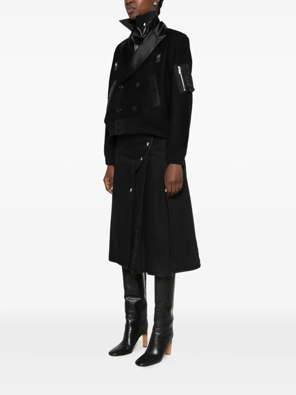 sacai Jack met dubbele rij knopen Zwart