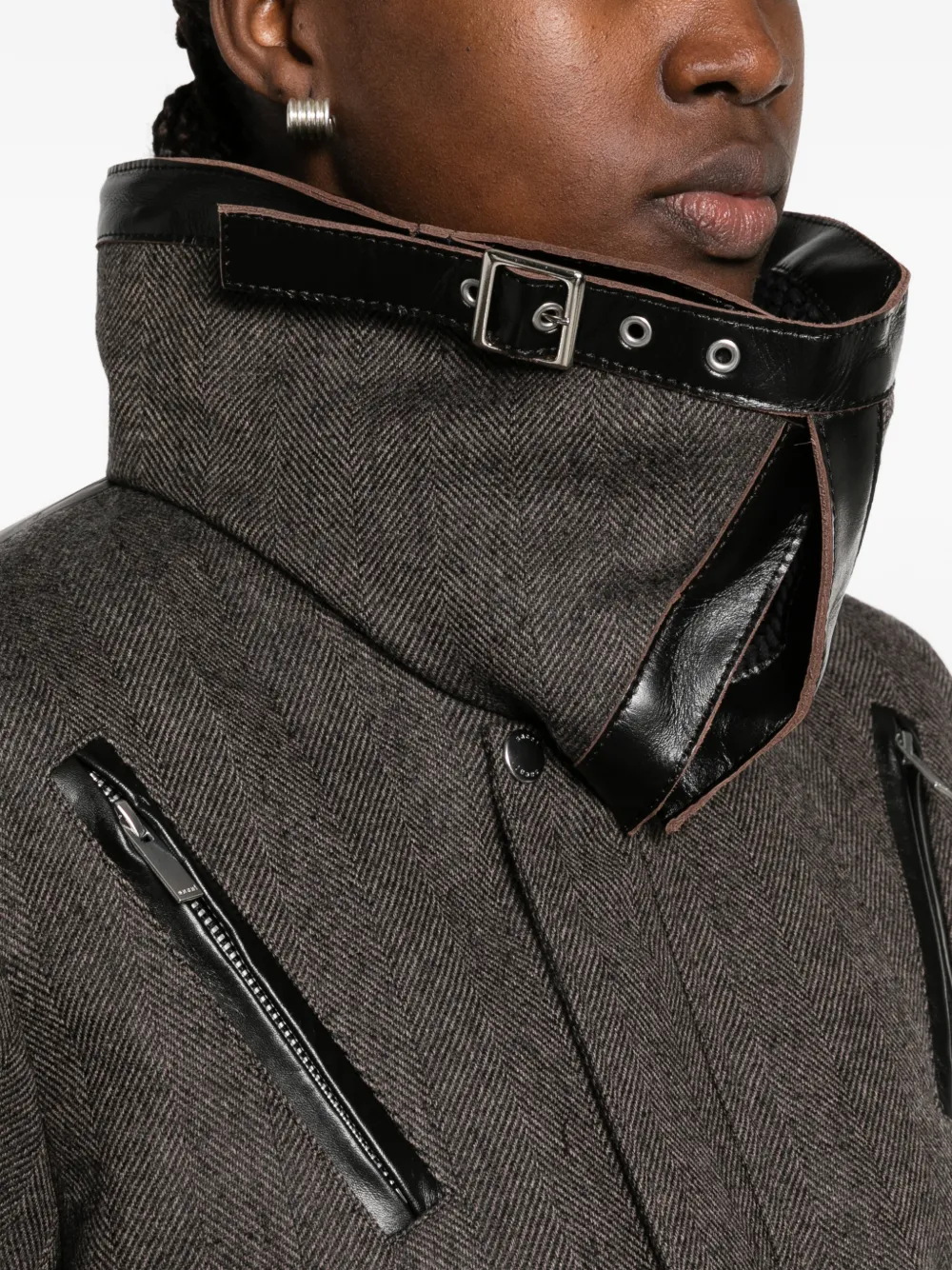 sacai Jack met visgraatpatroon Bruin